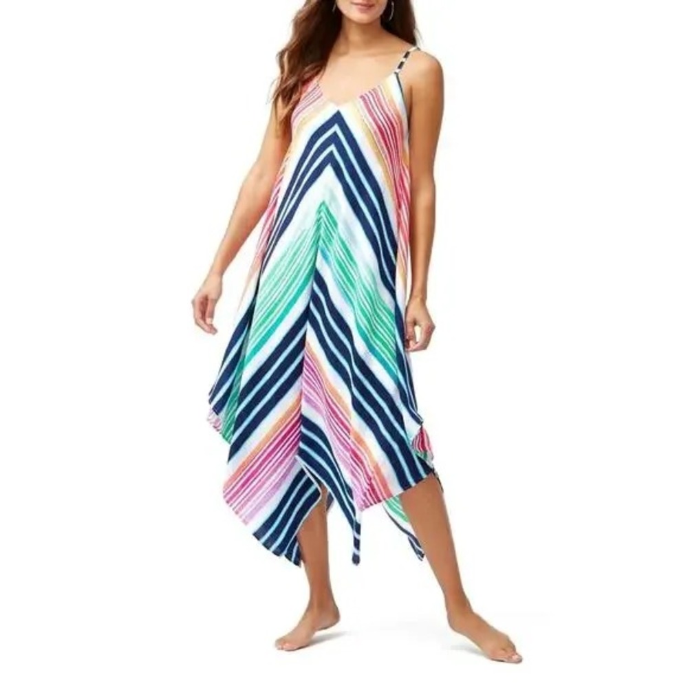 Tommy Bahama Women's Rainbow Chevron Print Scarf Dress Size L/XL